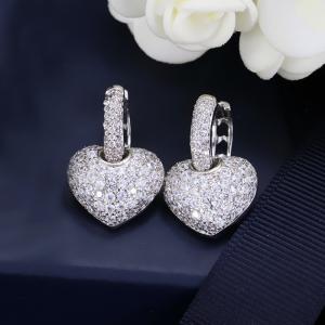 Wholesale Fashion Crystal CZ Heart Shape Eearring high quality sparking bling Heart Shape Jewelry Earrings Necklace Jewelry Set from china suppliers