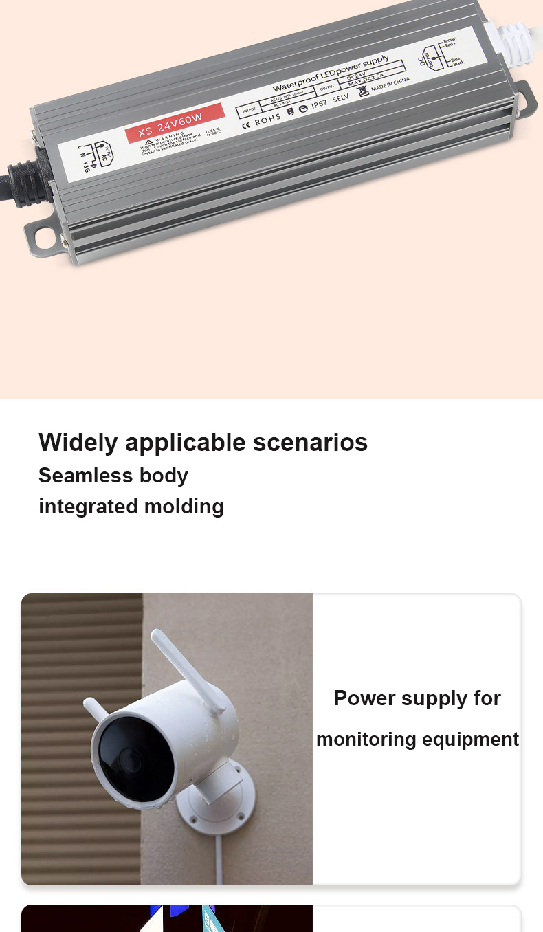 Single Output Waterproof LED Driver 60-400W AC180-264V DC 12V 24V Switch Power Supply