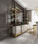 Kitchen Golden Stainless Steel Wine Cabinet Display Shelving Customized