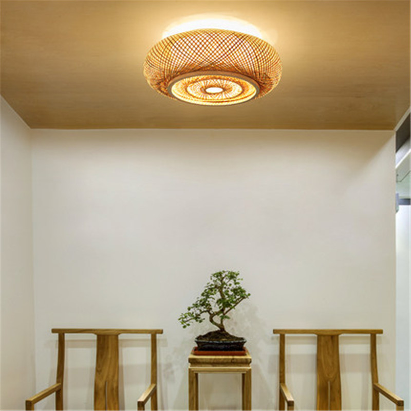 Hand-woven Bamboo Wicker Rattan Round Lantern Shade Ceiling Light(WH-WA-37)