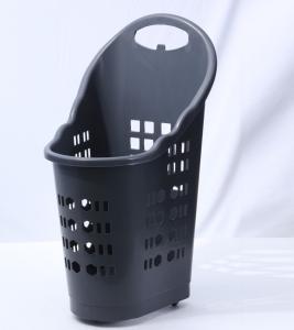 Wholesale Gray Big Size Trolley Basket Supermarket Hand Pull Plastic Grocery Basket from china suppliers