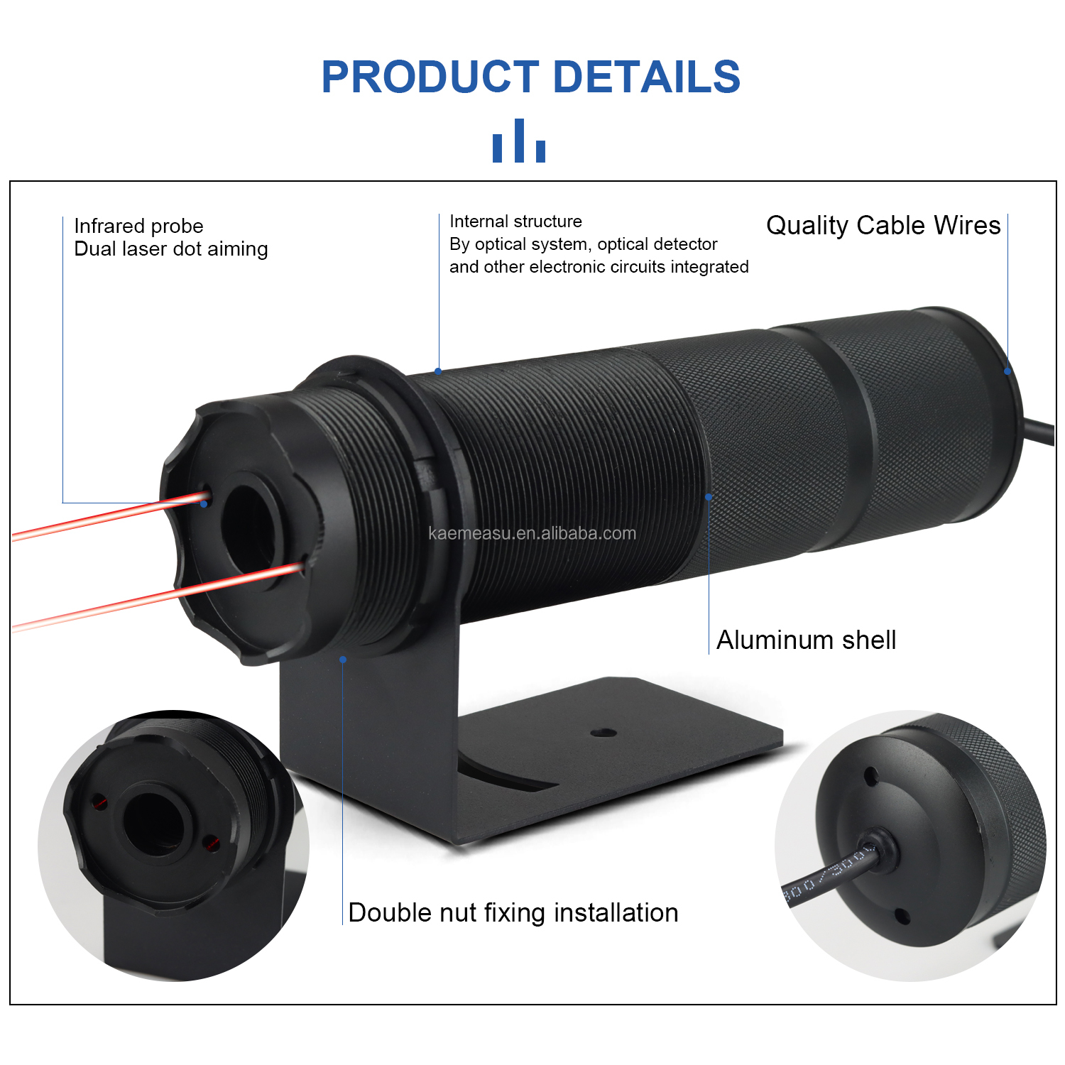 kaemeasu 4-20mA Industrial Pyrometer Non Contact Infrared Temperature Sensor -50~300℃