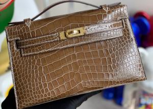 Wholesale 22cm Crocodile Leather Handbags , Tobacco Leather Square Bag from china suppliers