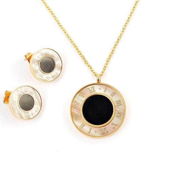 South American Fashion Stainless Steel Earrings With Matched Pendant Necklace