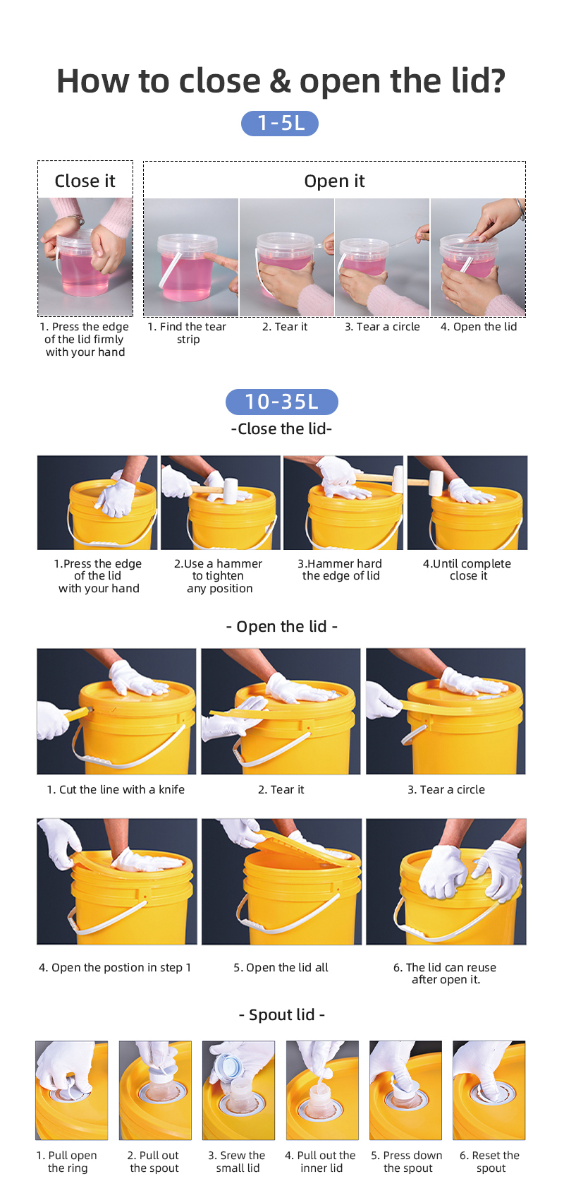 Chemical Plastic Jerry Can 1L-10L Orange White Black Translucent High Density Storage