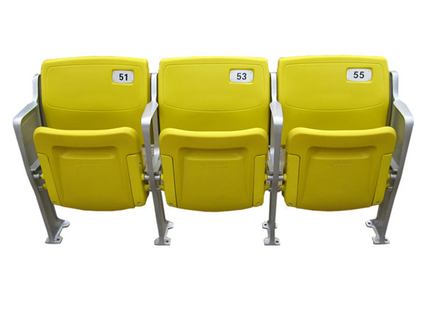 Yellow Blow Molding Anti UV Foldable Stadium Seats Aluminum Leg