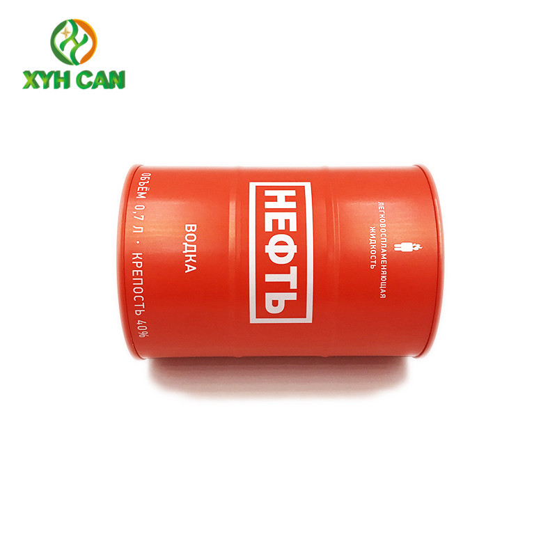 Alcohol Tin Can Eco-Friendly Matted Red Color Drum Shape For Vodka