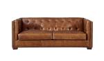 Genuine Leather Triple Seater Sofa , 3 Seater Brown Leather Settee American