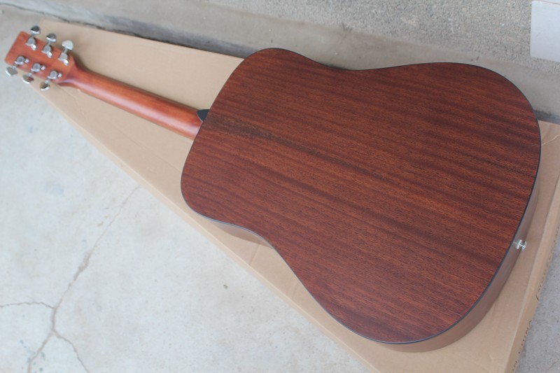 Factory custom 41 inch 20 frets 18 natural wood color acoustic guitar with solid top mahogany back
