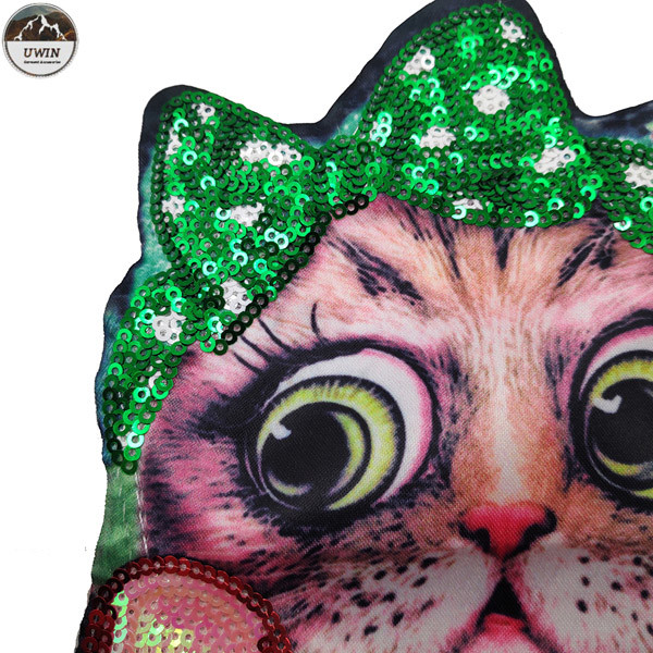 Lovely Cat Custom Printed Patches , Sew On Style Screen Printed Patches