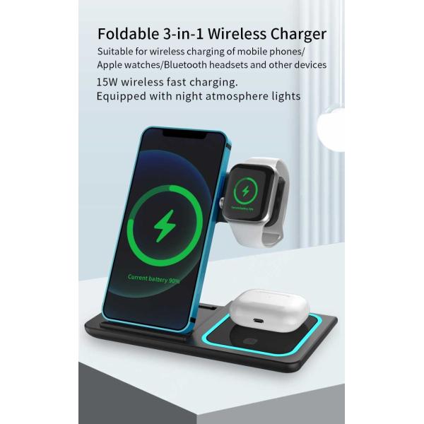 Foldable 18W QC3.0 Desktop Wireless Charger For Apple IWatch