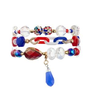 Wholesale Independence Day Holiday Beads Bracelet Set White Red Blue Color For Girl from china suppliers