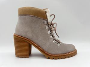 Wholesale Soft Fleece Lace Up Waterproof Boots Womens Beige Ankle Boots ODM OEM from china suppliers