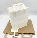 Flat Handles Reusable Kraft Paper Carry Bags Shopping Restaurant Takeaway Paper