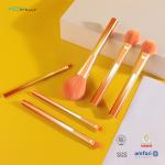 Aluminum Ferrule Face Makeup Brush Set 6PCS Plastic Handle Soft Synthetic Hair