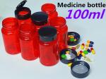 100ml Pet Red Pharmaceutical Prescription Pill Container Bottle Supplement