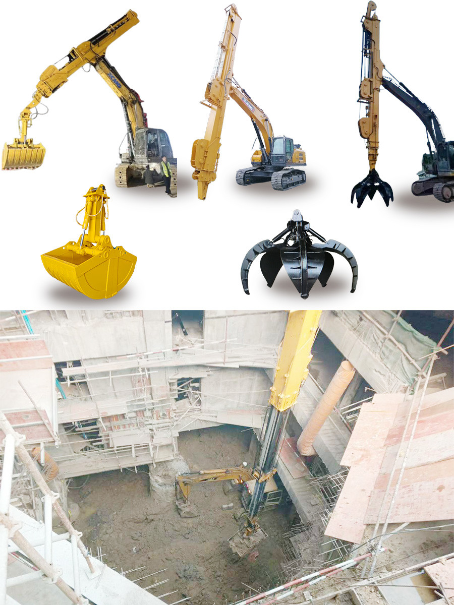 Telescopic Excavator with Clamshell Bucket Telescopic Boom for cat hitachi komatsu