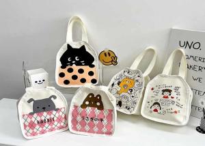 Wholesale DIY drawing Japanese cartoon cute cat canvas bag Wave dot milk tea handbag carrying hand pull bag logo words from china suppliers