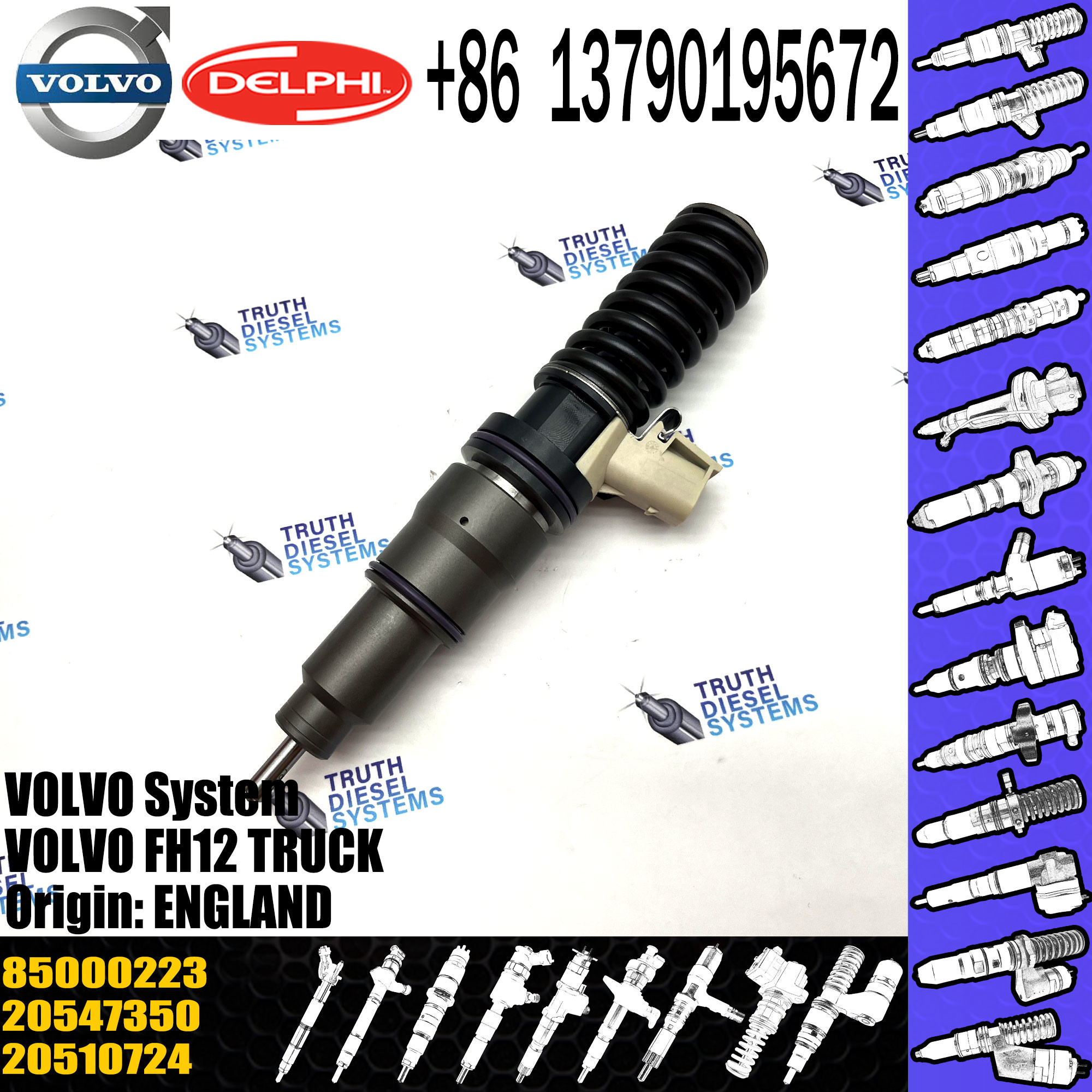 High Quality Diesel Electronic Unit Fuel Injector BEBE4D00103 BEBE4D00003 20510724 85000223 For VOL FH12 Truck