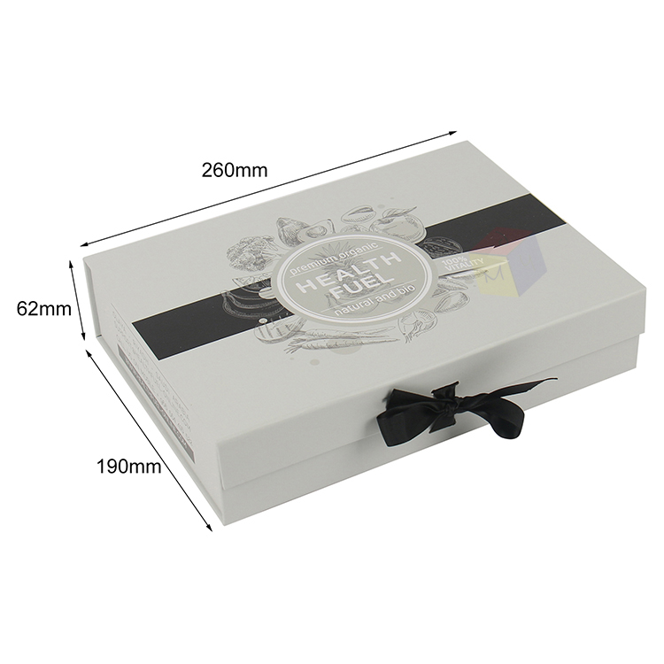 Luxury Storage Custom Printed Hard Paper Gift Magnetic Lid Box with Ribbon Free Design