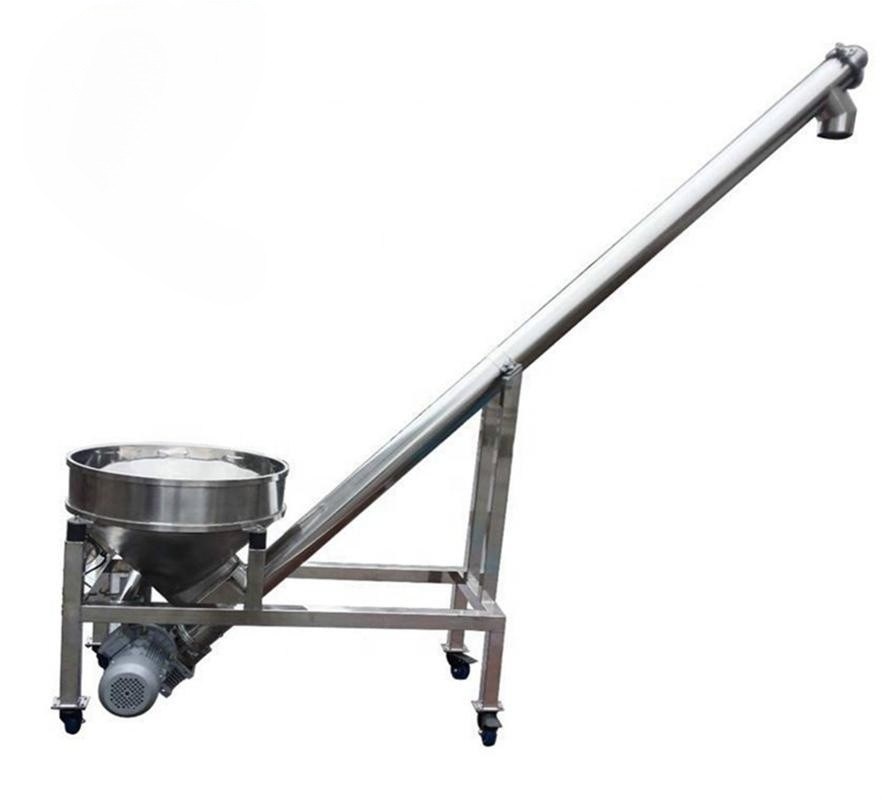 OEM Adjustable Height and Speed Stainless Steel Screw Auger Conveyor with Small Hopper