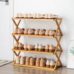 Foldable Wooden Bamboo Panel Shoe Rack Furniture 3 Tier