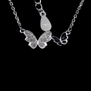 Wholesale Butterfly 925 Sterling Silver Curb Chain , Cute Cubic Zirconia Drop Necklace from china suppliers