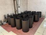 Garden Fiberglass Flower Pots Resin Planter In Black White Color