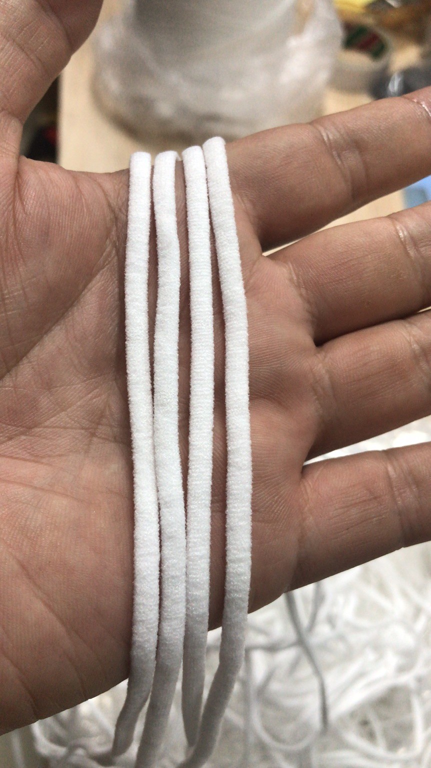 White Elastic Earloop Cord Band Roll For Disposable Face Mask
