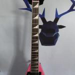 Left-Handed Pink Swallow Tail V Solid Body Electric Guitar Open Pickups 22 Fret