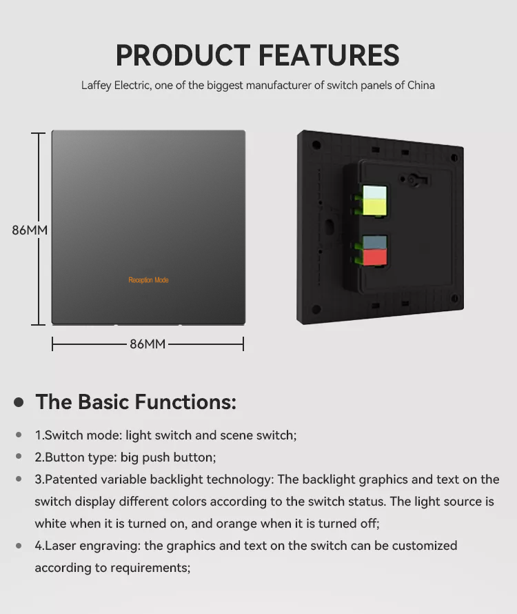 UK Standard Wall Switch KNX Push Button Light Controlling Home Switch