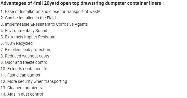 6Mil Drawstring White Waterproof Dumpster Container Liners,Recycled PE Dumpster Container Liners For Garbage Disposable