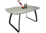 HPL Laminated Fixed Dining Table Horsebelly 1.6 Meter Stylish Legs 8 Seats