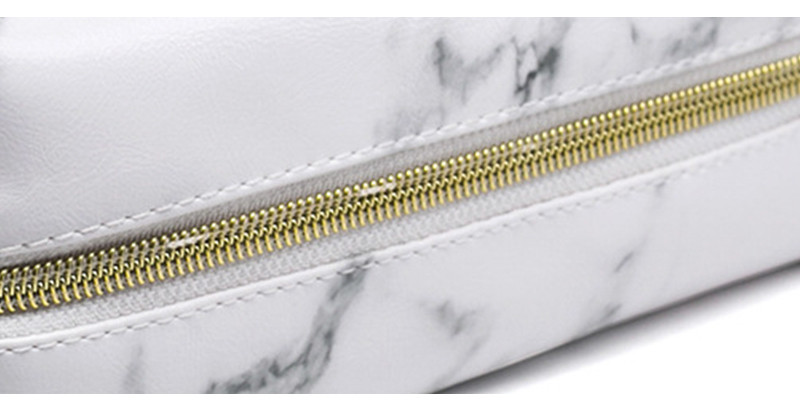 Fashion Custom Logo Portable White Marble Cosmetic Bag Luxury