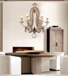 Distressed white wood orb chandelier for Home lighting (WH-CI-54)