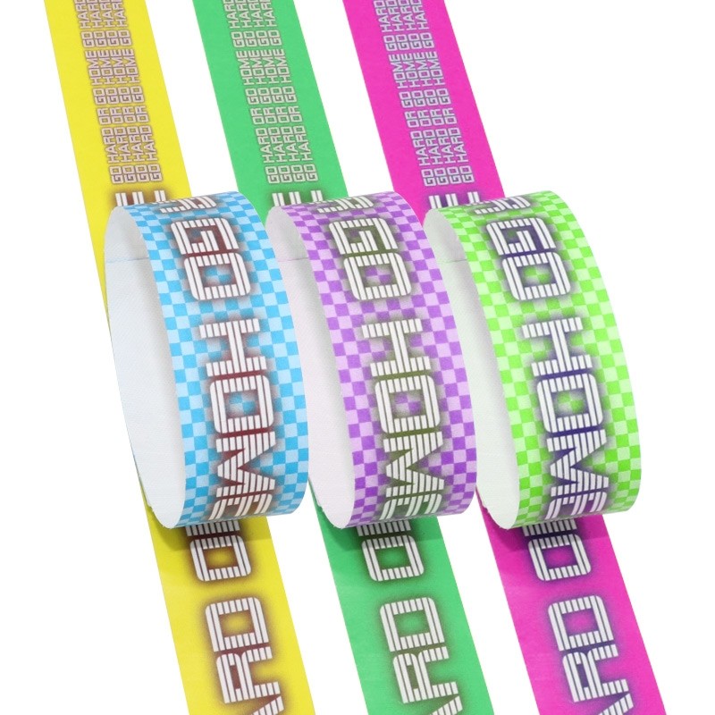Durable Tyvek Paper Event Wristbands with Bar Coding and Full Color Printing