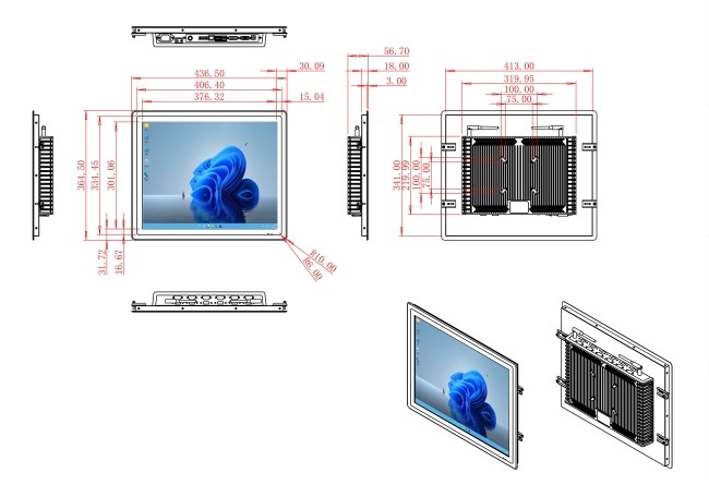 18.5-Inch Durable Windows Screen for Transportation Panels and Equipment Control