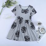 Summer Children's Clothing Solid Color Cotton Printed Short Sleeve Casual Girls
