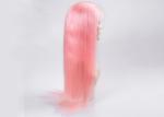 Silky Straight Wave Colored Hair Wigs , Pink Color Human Full Lace Wigs With