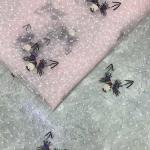 Love Floral Star Embroidery Beaded Mesh Fabric Glitter Sequins Tulle