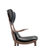 Elegent Solid Wood Accent Chair , Grey Leather Armchair Cow Leather Padded