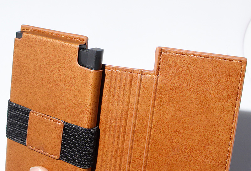 Trifold Leather Metal Aluminum Credit Card Holder Rfid Block Minimalist Wallet For Men