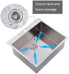 25'' Top Mount Stainless Steel Kitchen Sink Deep Bowl With Two Holes