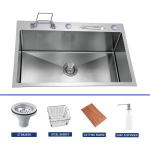 Wholesale 18 Gauge Handmade Kitchen Sink With Rear Drain Placement from china suppliers
