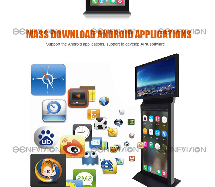 China manufacturer HD screens Stand alone or Android Networking free standing digital signage dual screen kiosk