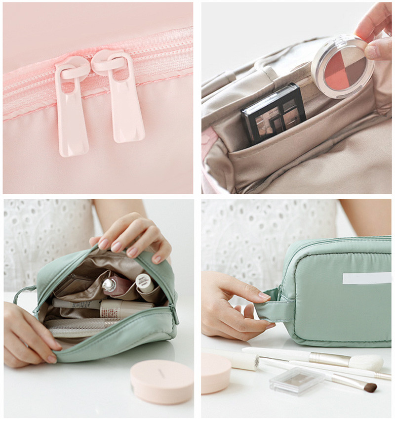 Double Zip Travel Portable Toiletry Fashion Samll Cosmetic Bag