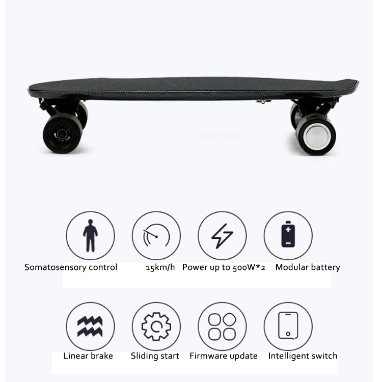 500W*2 Motor Scooter Electric Skateboard 750MM Deck Size 25.2V 2.6AH