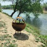 Outdoor Stylish Patio Small Wood Burning Fire Sphere Weathering Steel 1000mm
