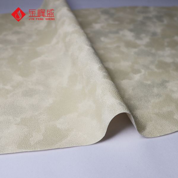 Cream Color Flock Fabric with New Flower Design For Bookbinding