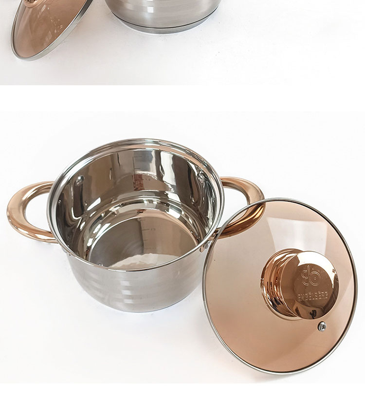 Home Cooking 12pcs Cookware Set Golden Handle Kitchen Pots Stainless Steel Cookware Pan Set Cooking Pot Set